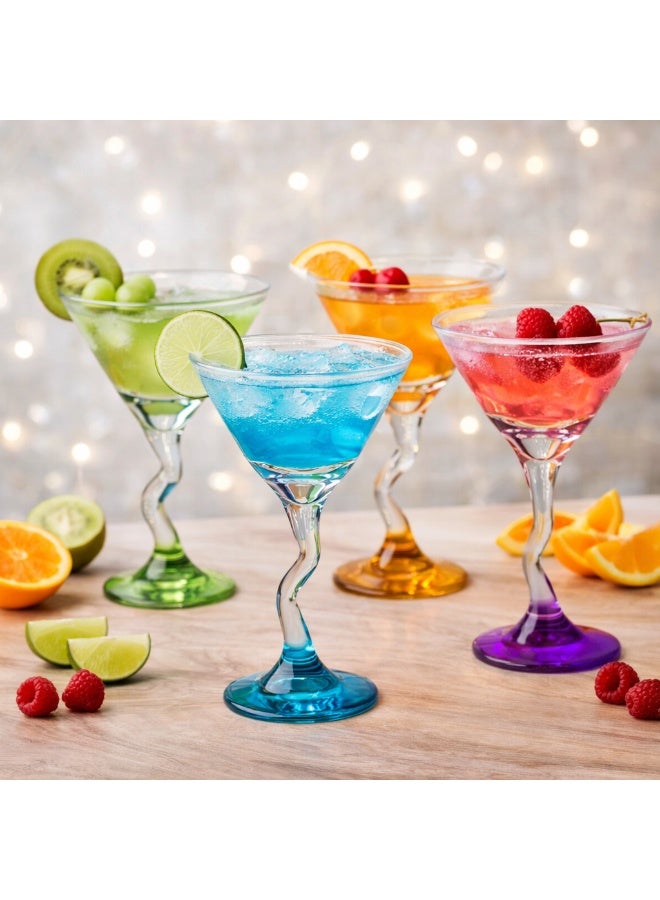 LIBBEY 🍸 Libbey Colored Base Martini Glass Set – 4 Elegant Glasses | 274ml Capacity – 11cm Diameter – 16.5cm Height - Image 1